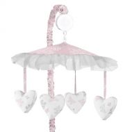 Sweet Jojo Designs Pink, Gray and White Shabby Chic Alexa Damask Butterfly Girls Musical Baby Crib Mobile
