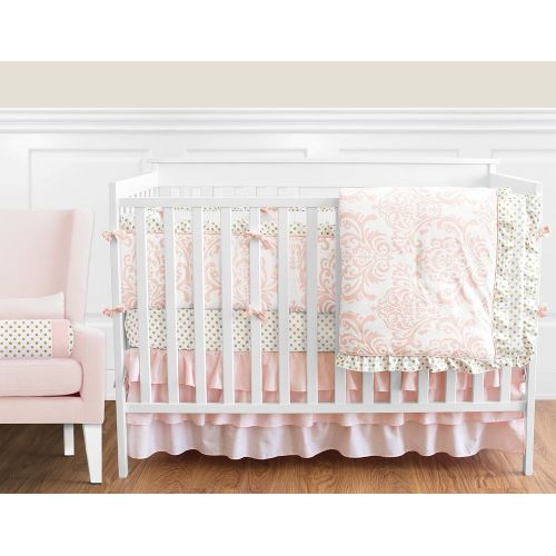 Sweet Jojo Designs Girls Musical Baby Crib Mobile for Pink White Damask and Gold Polka Dot Amelia Collection