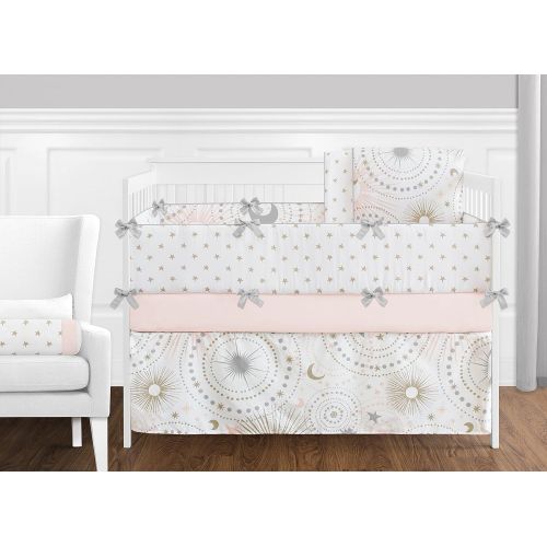  Blush Pink, Gold, Grey and White Star and Moon Musical Baby Crib Mobile for Celestial Collection by Sweet Jojo Designs