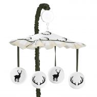 Sweet Jojo Designs Green and Beige Rustic Deer Buffalo Plaid Check Musical Baby Crib Mobile for Woodland Camo Collection