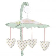 Sweet Jojo Designs Blush Pink, Mint, Gold and White Watercolor Rose Musical Baby Crib Mobile for Butterfly Floral Collection