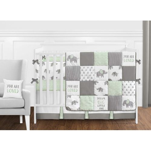  Sweet Jojo Designs Mint, Grey and White Musical Baby Crib Mobile for Watercolor Elephant Safari Collection