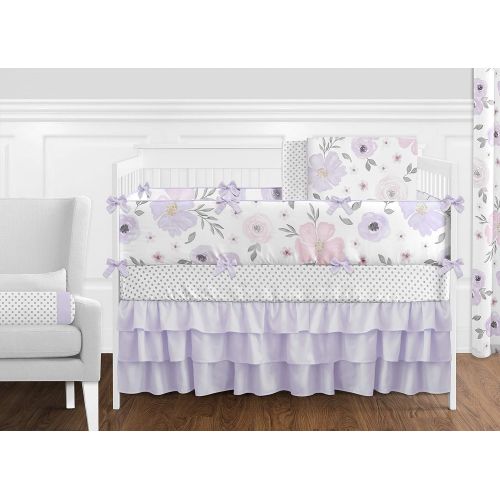  Sweet Jojo Designs Lavender Purple, Pink, Grey and White Musical Baby Crib Mobile for Watercolor Floral Collection - Rose Flower