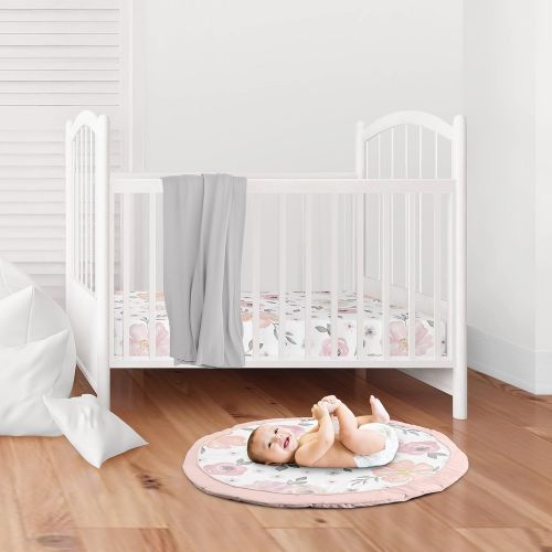  [아마존베스트]Sweet Jojo Designs Blush Pink, Grey and White Shabby Chic Playmat Tummy Time Baby and Infant...