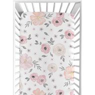 [아마존베스트]Sweet Jojo Designs Blush Pink, Grey and White Baby or Toddler Fitted Crib Sheet for...