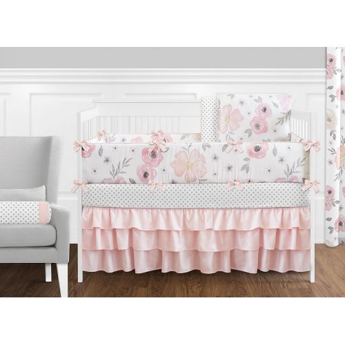  [아마존베스트]Sweet Jojo Designs Blush Pink, Grey and White Baby or Toddler Fitted Crib Sheet for...