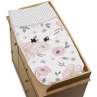 Sweet Jojo Designs Blush Pink, Grey and White Changing Pad Cover for Watercolor Floral Collection