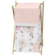 Sweet Jojo Designs Blush Pink, Grey and White Baby Kid Clothes Laundry Hamper for Watercolor Floral Collection