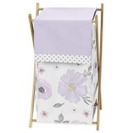 Sweet Jojo Designs Lavender Purple, Pink, Grey and White Baby Kid Clothes Laundry Hamper for Watercolor Floral Collection - Rose Flower
