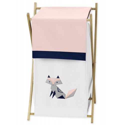  Sweet Jojo Designs Navy Blue, Pink, and Grey Baby Kid Clothes Laundry Hamper for Woodland Fox Collection by