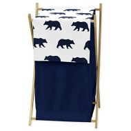 Sweet Jojo Designs Navy Blue and White Baby Kid Clothes Laundry Hamper for Big Bear Collection by