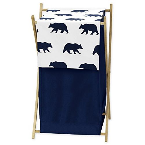  Sweet Jojo Designs Navy Blue and White Baby Kid Clothes Laundry Hamper for Big Bear Collection by