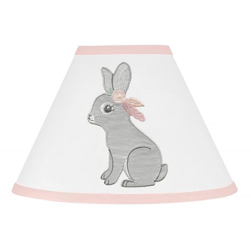  Sweet Jojo Designs Lamp Shade, Gray Bunny Floral Collection, Blush Pink and Grey Woodland Boho