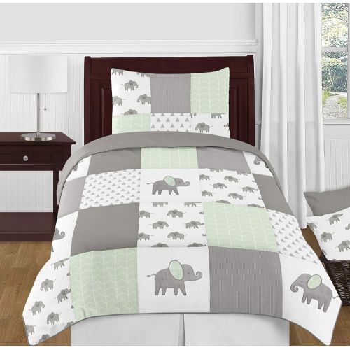  Sweet Jojo Designs Mint, Grey and White Lamp Shade for Watercolor Elephant Safari Collection