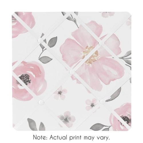  Sweet Jojo Designs Blush Pink, Grey and White Fabric Memory Memo Photo Bulletin Board for Watercolor Floral Collection