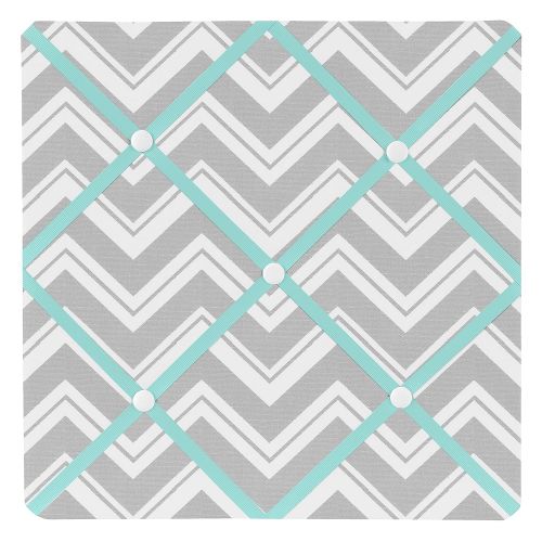  Sweet Jojo Designs Turquoise and Gray Chevron Zig Zag Fabric Memory/Memo Photo Bulletin Board