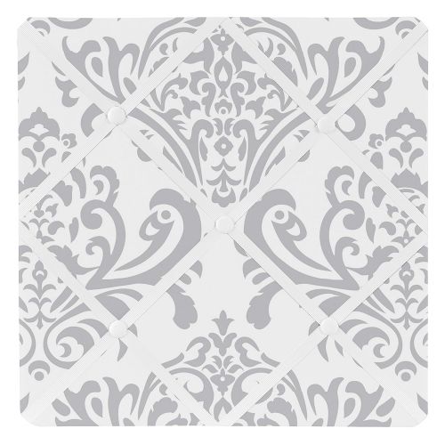  Sweet Jojo Designs Gray and White Damask Fabric Memory/Memo Photo Bulletin Board