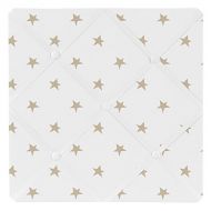 Sweet Jojo Designs Gold and White Star Fabric Memory Memo Photo Bulletin Board for Celestial Collection by