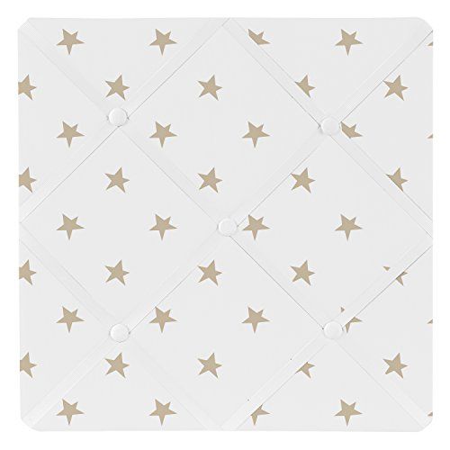  Sweet Jojo Designs Gold and White Star Fabric Memory Memo Photo Bulletin Board for Celestial Collection by