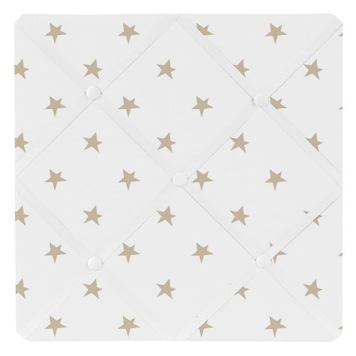  Sweet Jojo Designs Gold and White Star Fabric Memory Memo Photo Bulletin Board for Celestial Collection by