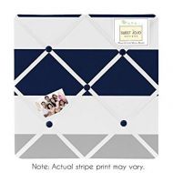 Sweet Jojo Designs Navy Blue, Gray and White Fabric Memory/Memo Photo Bulletin Board for Stripe Collection