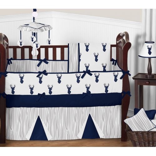  Sweet Jojo Designs Navy Blue White and Gray Woodland Deer Fabric Memory/Memo Photo Bulletin Board