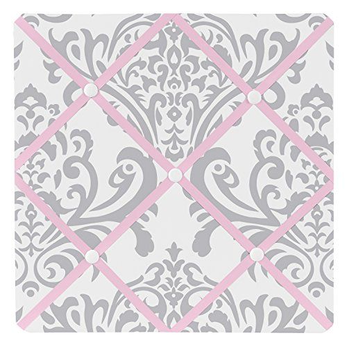  Sweet Jojo Designs Pink, Gray and White Elizabeth Fabric Memory/Memo Photo Bulletin Board