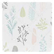 Sweet Jojo Designs Pink and Grey Tropical Leaf Fabric Memory Memo Photo Bulletin Board - Blush, Turquoise, Gray and Green Botanical Rainforest Jungle Sloth Collection