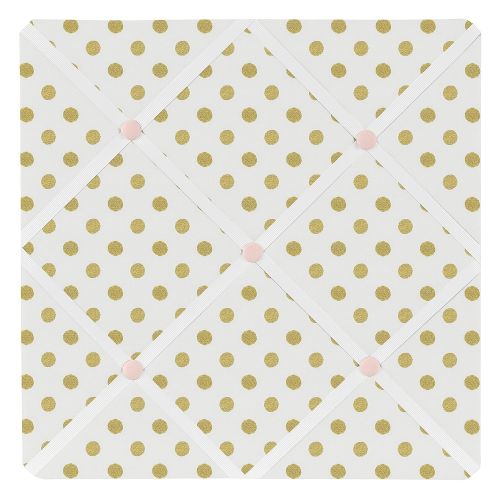  Sweet Jojo Designs Fabric Memory/Memo Photo Bulletin Board for Blush Pink White Damask and Gold Polka Dot Amelia Collection