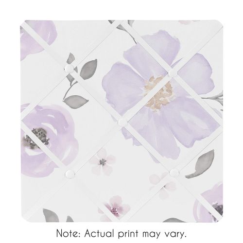  Sweet Jojo Designs Lavender Purple, Pink, Grey and White Fabric Memory Memo Photo Bulletin Board for Watercolor Floral Collection - Rose Flower