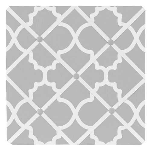  Sweet Jojo Designs Gray and White Trellis Print Lattice Fabric Memory/Memo Photo Bulletin Board