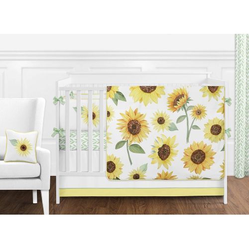  Sweet Jojo Designs Yellow, Green and White Sunflower Boho Floral Fabric Memory Memo Photo Bulletin Board - Farmhouse Watercolor Flower