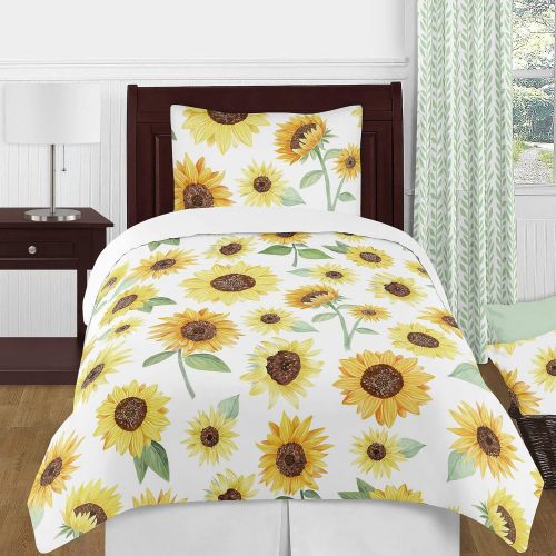 Sweet Jojo Designs Yellow, Green and White Sunflower Boho Floral Fabric Memory Memo Photo Bulletin Board - Farmhouse Watercolor Flower