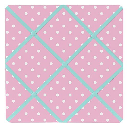  Sweet Jojo Designs Pink Polka Dot and Turquoise Skylar Fabric Memory/Memo Photo Bulletin Board