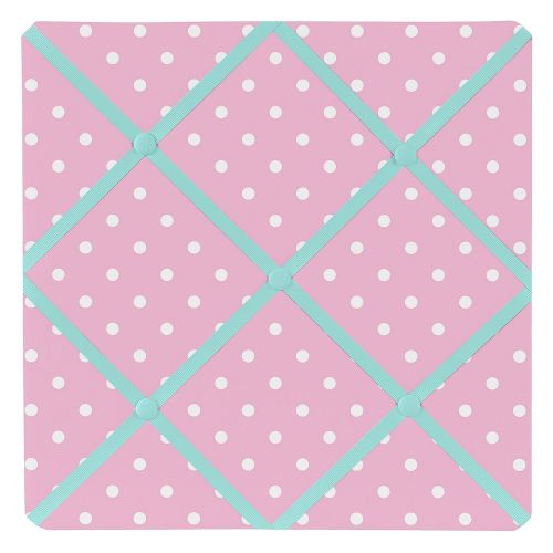  Sweet Jojo Designs Pink Polka Dot and Turquoise Skylar Fabric Memory/Memo Photo Bulletin Board