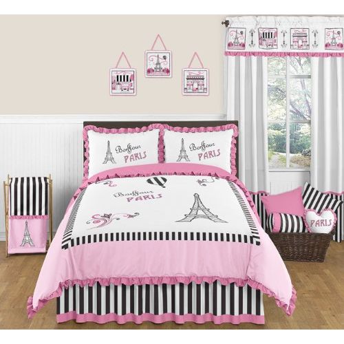  Sweet Jojo Designs Pink, Black and White Stripe Paris Fabric Memory/Memo Photo Bulletin Board