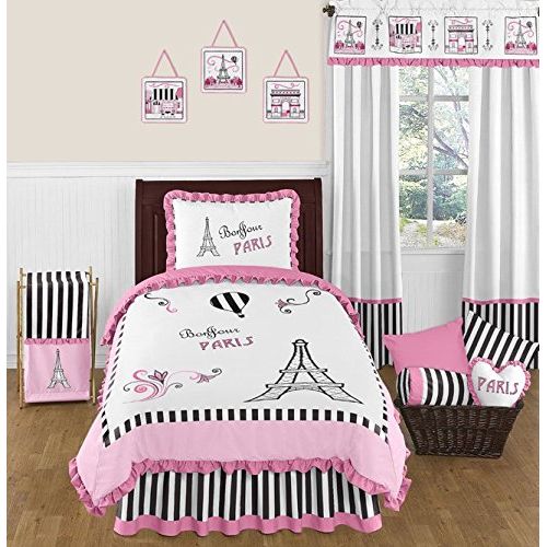  Sweet Jojo Designs Pink, Black and White Stripe Paris Fabric Memory/Memo Photo Bulletin Board