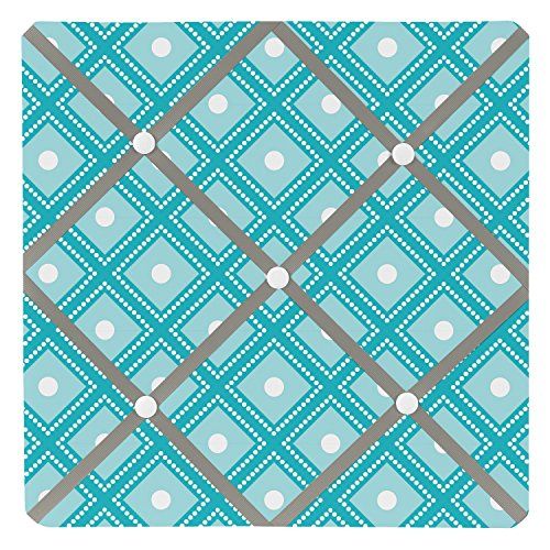  Sweet Jojo Designs Turquoise White and Gray Mod Elephant Fabric Memory/Memo Photo Bulletin Board