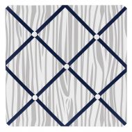 Sweet Jojo Designs Fabric Memory/Memo Photo Bulletin Board for Navy Blue, Mint and Grey Woodsy Boys Collection