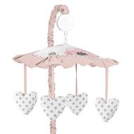 Sweet Jojo Designs Blush Pink, Grey and White Musical Baby Crib Mobile for Watercolor Floral Collection
