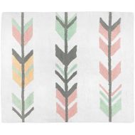 Sweet Jojo Designs Accent Floor Rug Bedroom Decor for Grey, Coral and Mint Woodland Arrow Girls Kids Bedding Collection