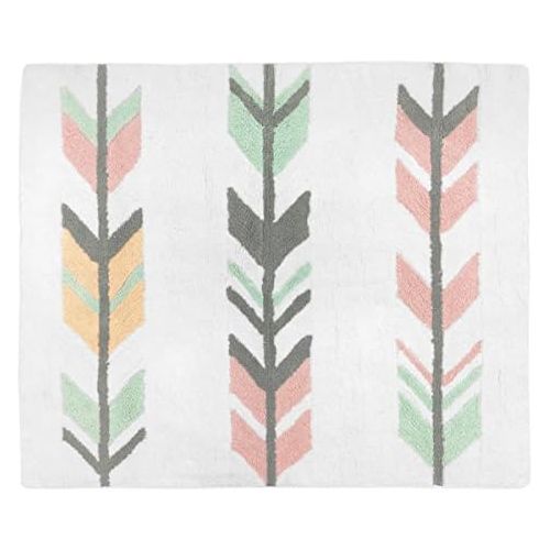  Sweet Jojo Designs Accent Floor Rug Bedroom Decor for Grey, Coral and Mint Woodland Arrow Girls Kids Bedding Collection