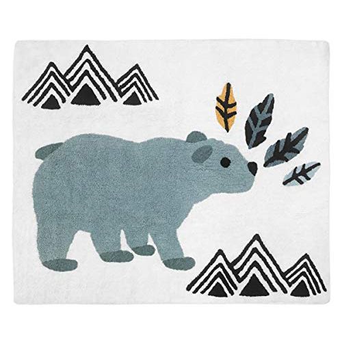  Bear Mountain Watercolor Accent Floor Rug or Bath Mat by Sweet Jojo Designs - Slate Blue, Yellow, Black and White