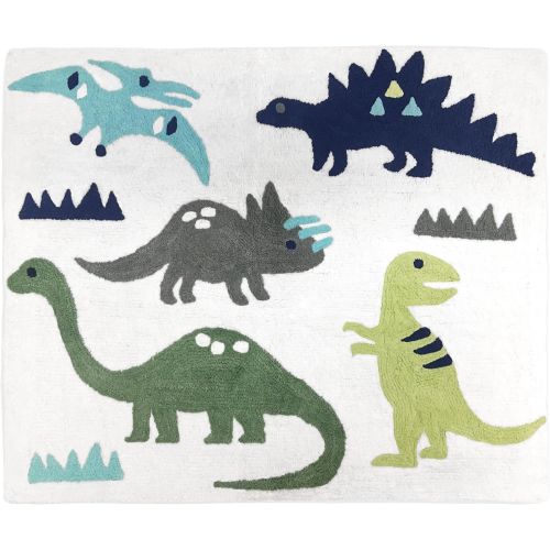  Sweet Jojo Designs Girl or Boy Accent Floor Rug Bedroom Decor for Blue and Green Modern Dinosaur Kids Bedding Collection