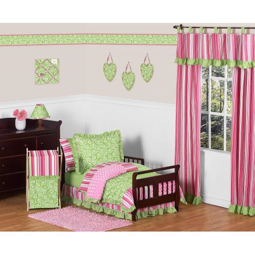  Sweet Jojo Designs 2-Piece Pink and Green Olivia Stripe Window Treatment Panels