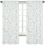 Sweet Jojo Designs Blue and Grey Tropical Leaf Window Treatment Panels Curtains - Set of 2 - Turquoise, Gray and Green Botanical Rainforest Jungle Sloth Collection