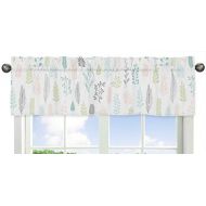 Sweet Jojo Designs Pink and Grey Tropical Leaf Window Treatment Valance - Blush, Turquoise, Gray and Green Botanical Rainforest Jungle Sloth Collection