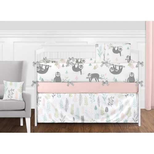  Sweet Jojo Designs Pink and Grey Tropical Leaf Window Treatment Valance - Blush, Turquoise, Gray and Green Botanical Rainforest Jungle Sloth Collection