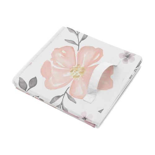  Sweet Jojo Designs Pink and Grey Rose Flower Girl Baby Nursery or Kids Room Small Fabric Toy Bin Storage Box Chest for Watercolor Floral Collection