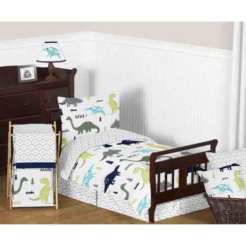  Sweet Jojo Designs Navy Blue, Green and Grey Dino Large Peel and Stick Wall Mural Decal Stickers Art Nursery Decor for Mod Dinosaur Collection - Set of 2 Sheets